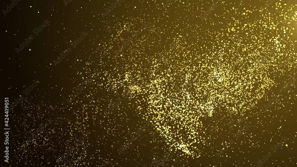 Aufkleber gold dust particles fly in slow motion in the air lingering slowly. dust particles background bokeh 