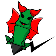 Demon mascot illustration of a bamboo pencil cartoon character