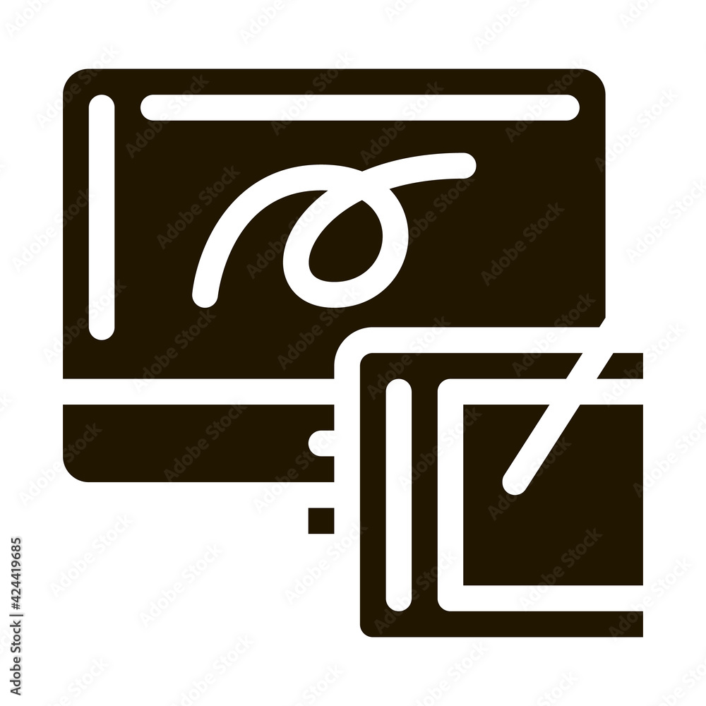 Poster drawing design tablet and computer screen glyph icon vector. drawing design tablet and computer scre