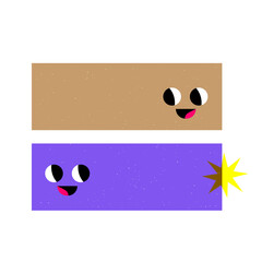 Set of Various bright basic Geometric Figures with face emotions.  Hand drawn trendy Vector illustration for kids. Cute funny characters.