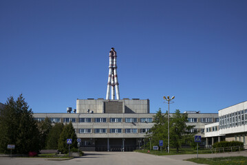 Fototapeta premium Visaginas, Lithuania, May 23, 2020. Ignalina Nuclear Power Plant near the city of Visaginas, Lithuania, The power plant has been closed since 31 December, 2009. 