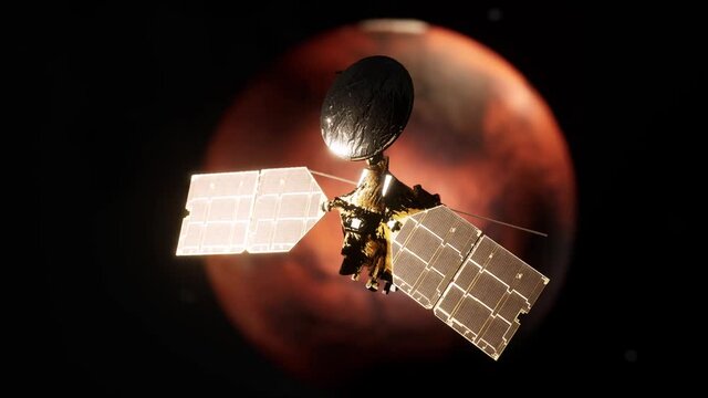 Probe orbiting the planet Mars
