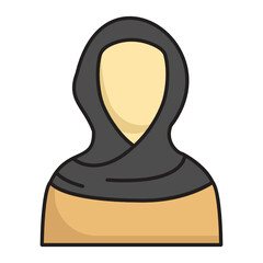 Muslim women wearing veil Vector color Icon Design, Arab culture and traditions Symbol, Islamic and Muslim fasting Sign, Arabic Women Wearing Hijab Concept, Ramadan and Eid al Fitr stock illustration