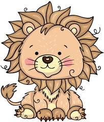 Funny lion isolated on white