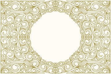 Decorative monochrome ornate retro design blank card