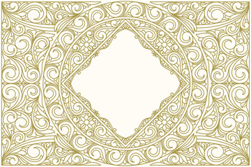 Decorative monochrome ornate retro design blank card