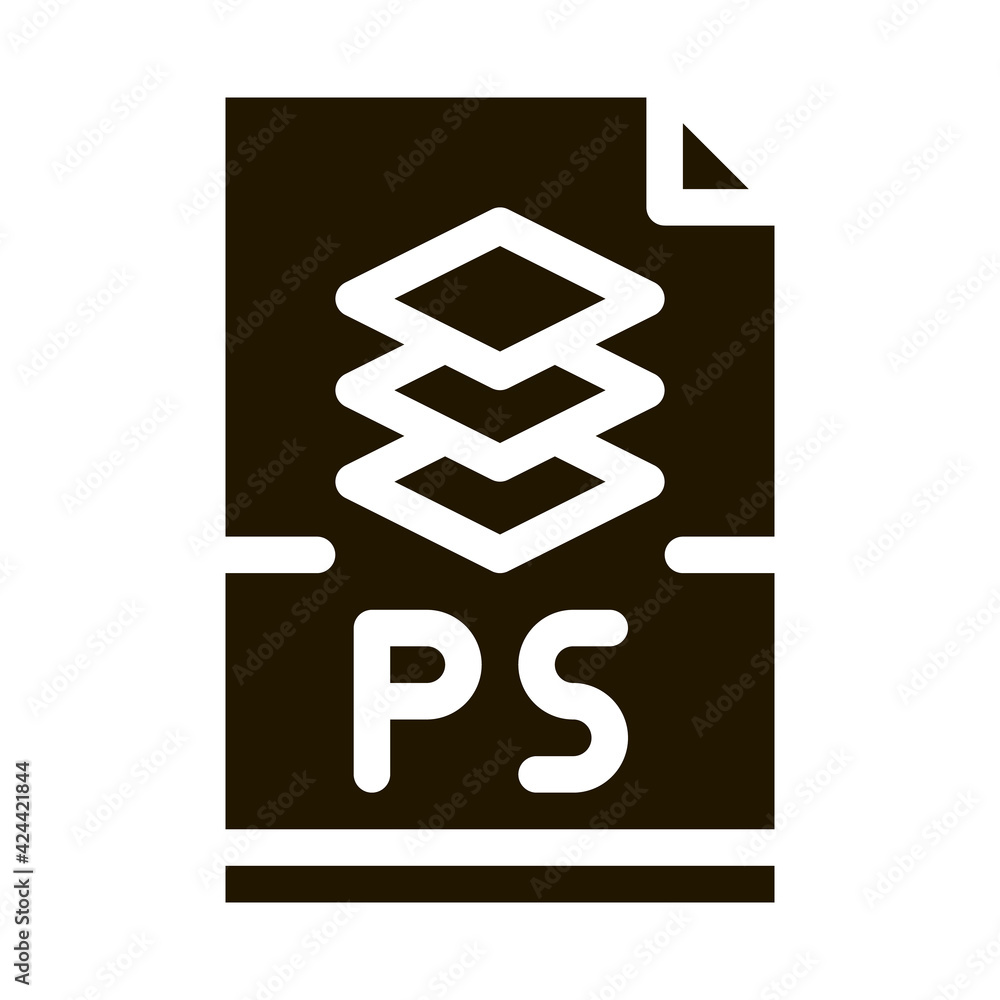 Poster ps file layered drawing glyph icon vector. ps file layered drawing sign. isolated symbol illustratio