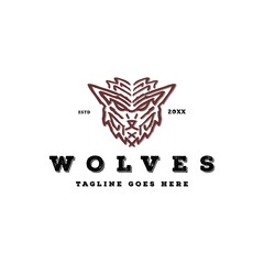 wolf face head animal logo icon vector template