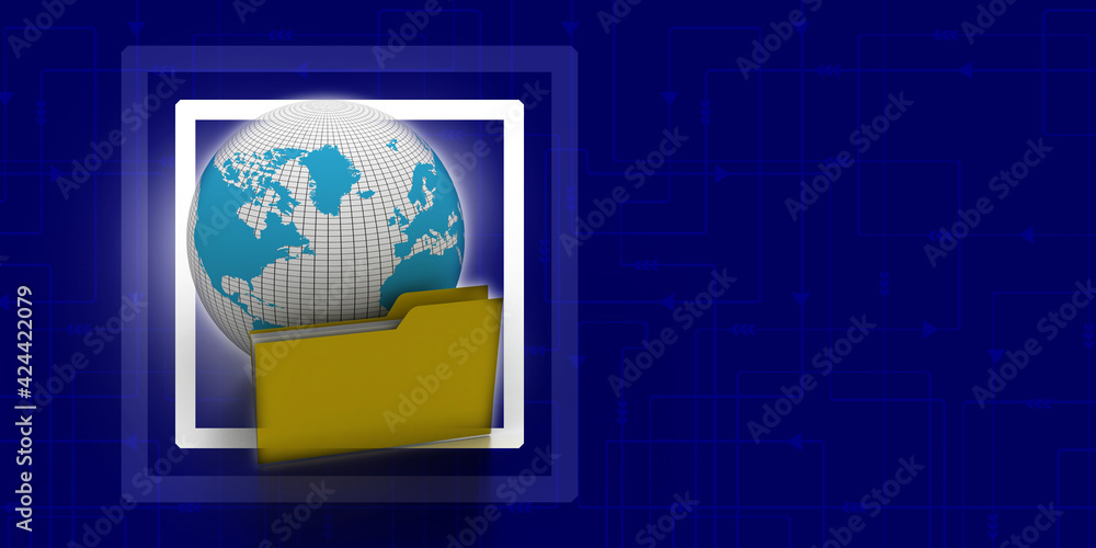 Poster 3d rendering folder with documents