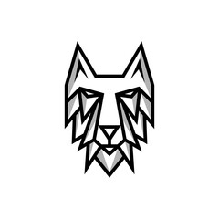 wolf face head animal logo icon vector template