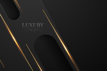 Black abstract background with luxury gradient geometric elements