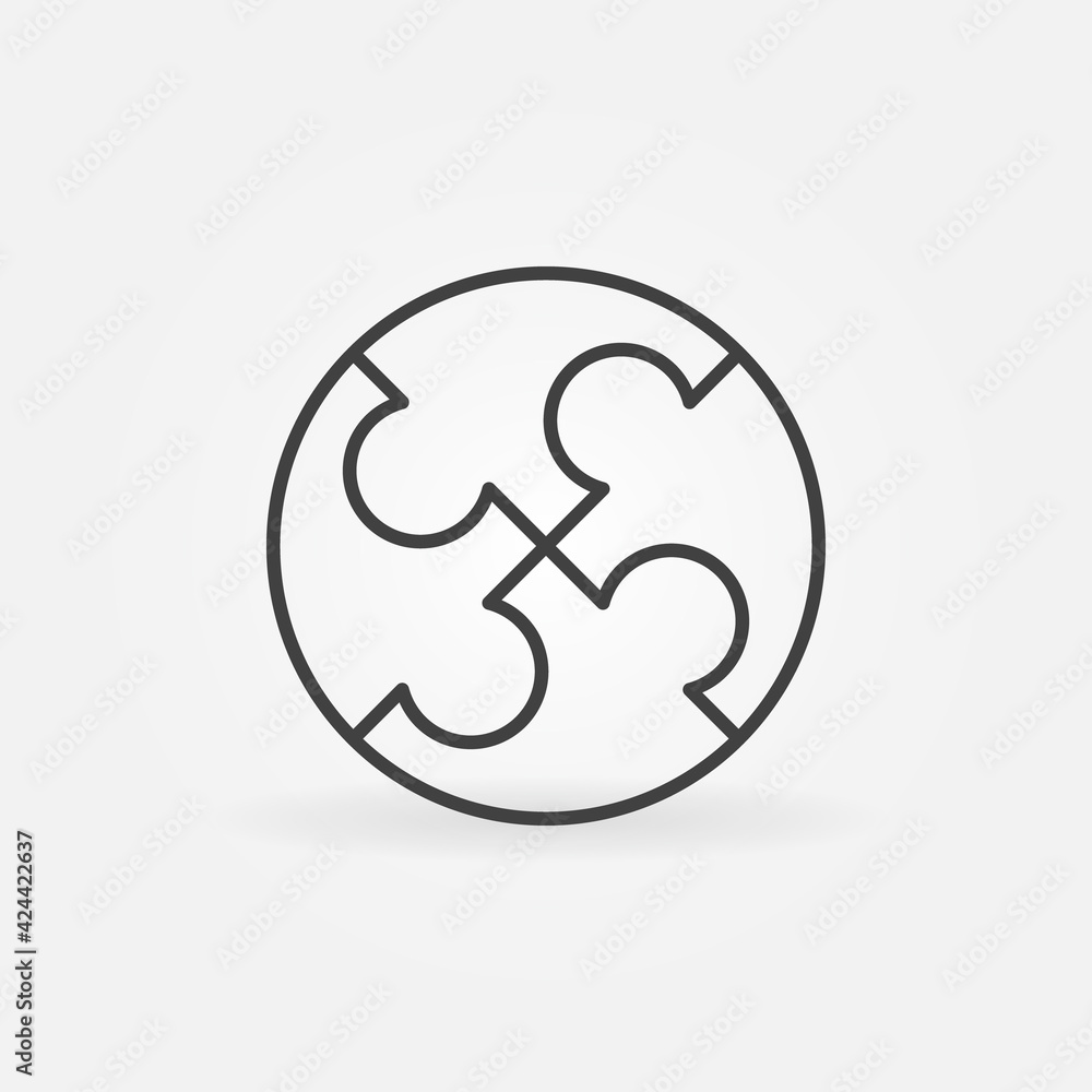 Poster round puzzle vector concept icon in outline style