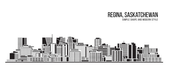 Cityscape Building Abstract Simple shape and modern style art Vector design - Regina, Saskatchewan