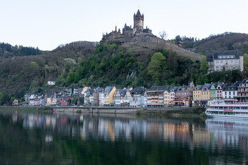 View on the little village Cochem with river rhine in the foreground