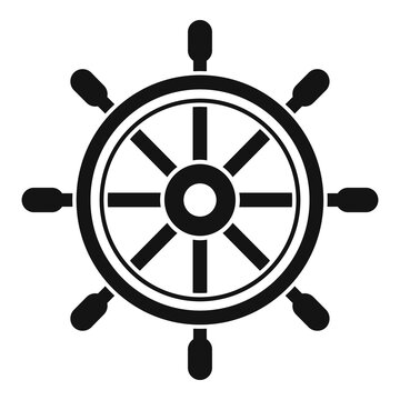 Sea ship wheel icon, simple style