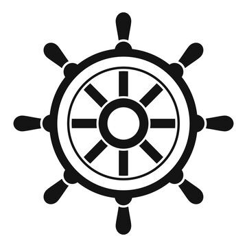 Yacht ship wheel icon, simple style