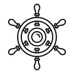 Ship wheel icon, outline style