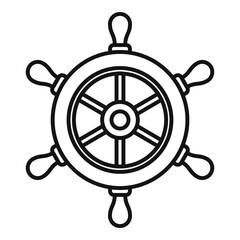 Obraz premium Navy ship wheel icon, outline style