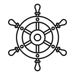 Obraz premium Adventure ship wheel icon, outline style