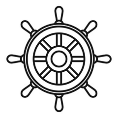 Yacht ship wheel icon, outline style