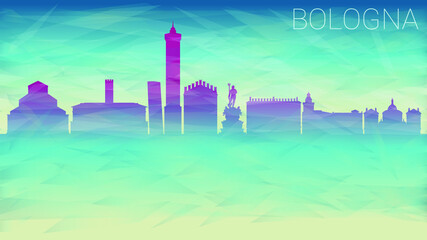 Bologna Italy City Skyline Vector Silhouette. Broken Glass Abstract Geometric Dynamic Textured. Banner Background. Colorful Shape Composition. © josepperianes