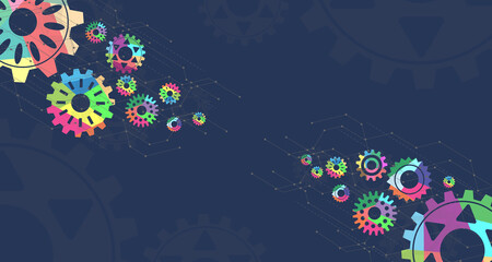gear abstract technology background with geometric colorful gear wheels. EP.3