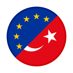 round icon with european union and turkey flags	
