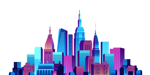 urban big city building skyscraper pop gradient modern color landscape scene illustration © andinur