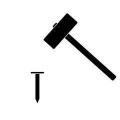 nail and hammer. icon on white background