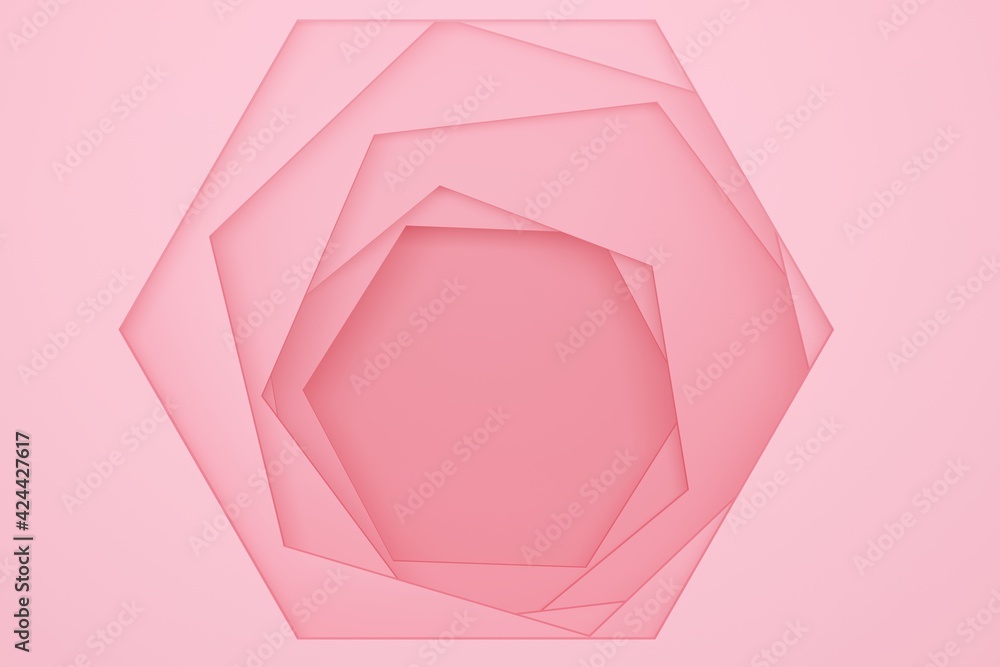 Aufkleber Abstract pink background from polygon layers. Top view. 3d rendering