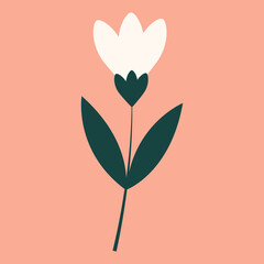 The icon of the bell plant. One bell. Natural floral element of the design of postcards, posters, greetings. Isolated on a light background. Doodle vector illustration