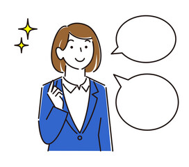 ジェンダーレススーツを着ている可愛い女子 笑顔 程よいシンプルな女性のイラスト ベクター