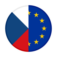 round icon with czech republic european union flags. vector illustration isolated on white bakground