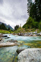 Naklejka na ściany i meble river in mountains (Gargellen, Vorarlberg, Austria)