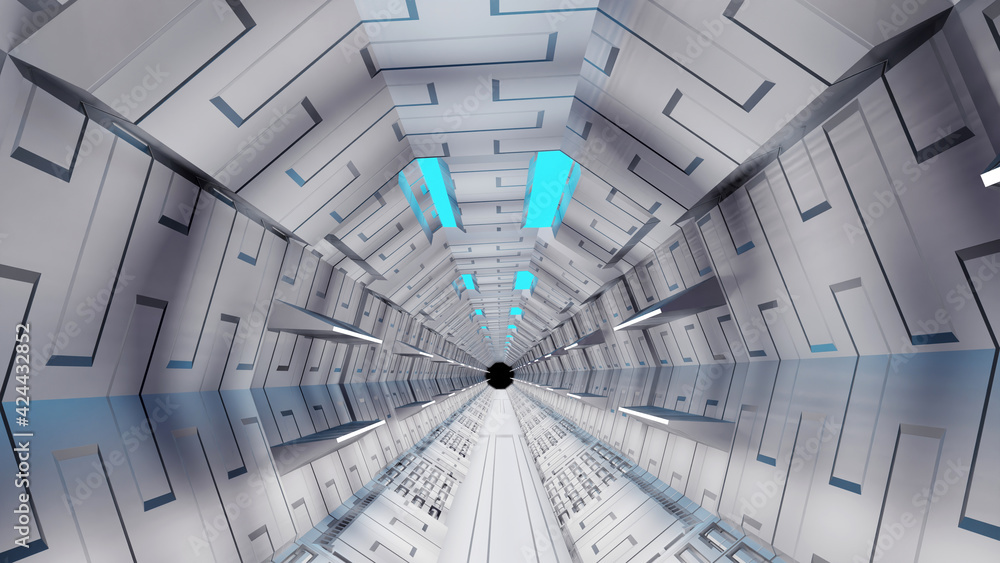 Poster sci-fi background corridor room smart future abstract 3d rendering