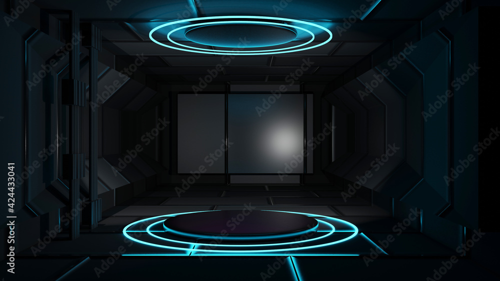 Fototapete 3d rendering round platform in the empty room computer digital image podium podium circle