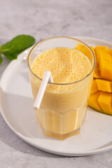 Lassi is a popular traditional yogurt based cold drink with mango in India