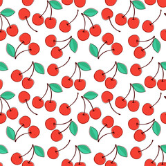 Vector summer seamless pattern with cherry. For paper, cover, fabric, gift wrap, interior.