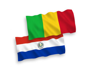 Flags of Paraguay and Mali on a white background