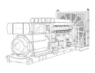 Large industrial diesel generator. Vector