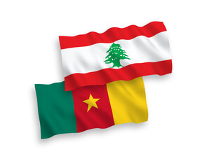 Fototapeta na wymiar Flags of Cameroon and Lebanon on a white background