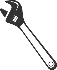 The adjustable wrench icon. Black silhouette. Vector illustration.