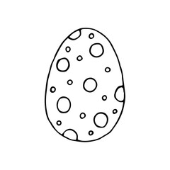 Easter egg. Doodle. Vector. Hand-drawn illustration. Coloring. Black and white outline. Silhouette.