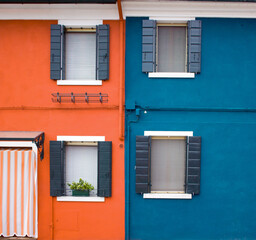 Fototapeta na wymiar Colorful facade, wall in Burano island in Venice 