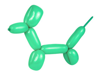 Party green balloon dog isolated on the white background