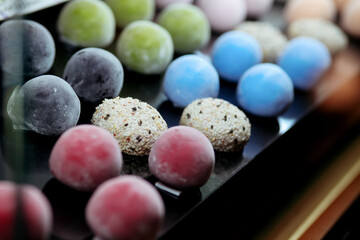 mochi colorful Japanese ice rice dessert