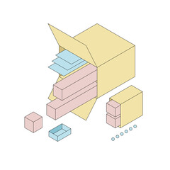 Delivery and shipping carton package. Cardboard boxes