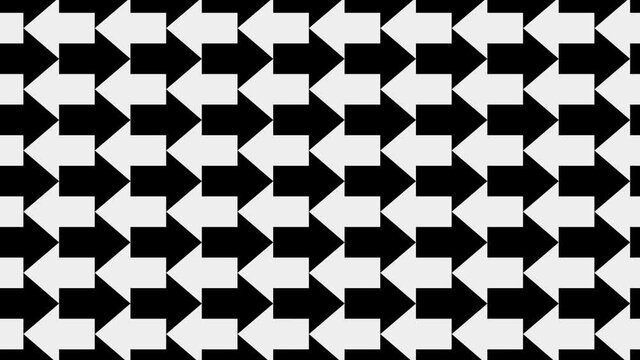 black a white arrows moving in a straight path. Video loop
