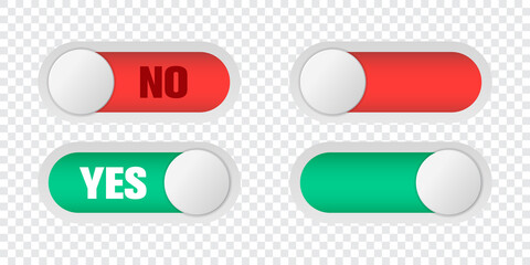 Yes and no toggle switch buttons isolated