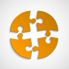 Obraz premium Simple Puzzle four piece round business presentation. Circle outline infograph. 4 Step puzzle contour process diagram. Section line compare puzzle banner.